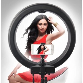Combo Buy RL-18 LED Ring Light 5500K Photography Dimmable Ring Lamp, runs on direct current and battery + Battery Charger + Battery 